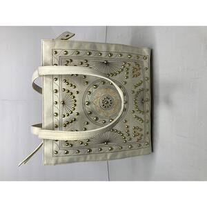 Hobo International Avalon Studded White Leather Tote Shoulder Bag P157